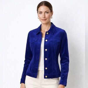 Chico's Sapphire Velveteen Stretch Jacket NWT Size 0 Sapphire Blue